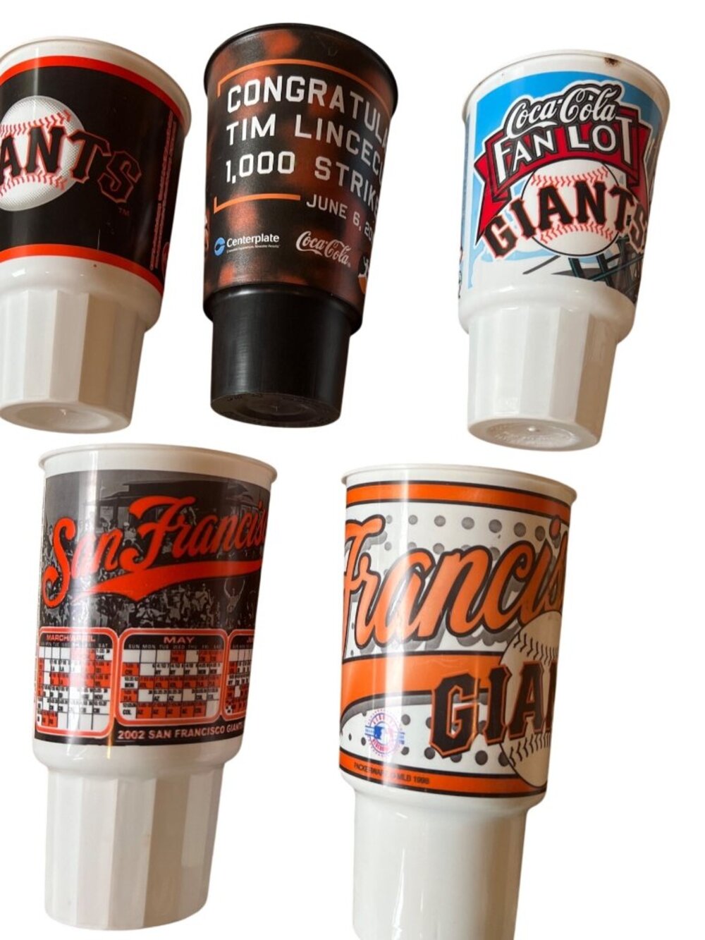 Baseball SF Giants plastic tumbler 5 souvenir cups vintage